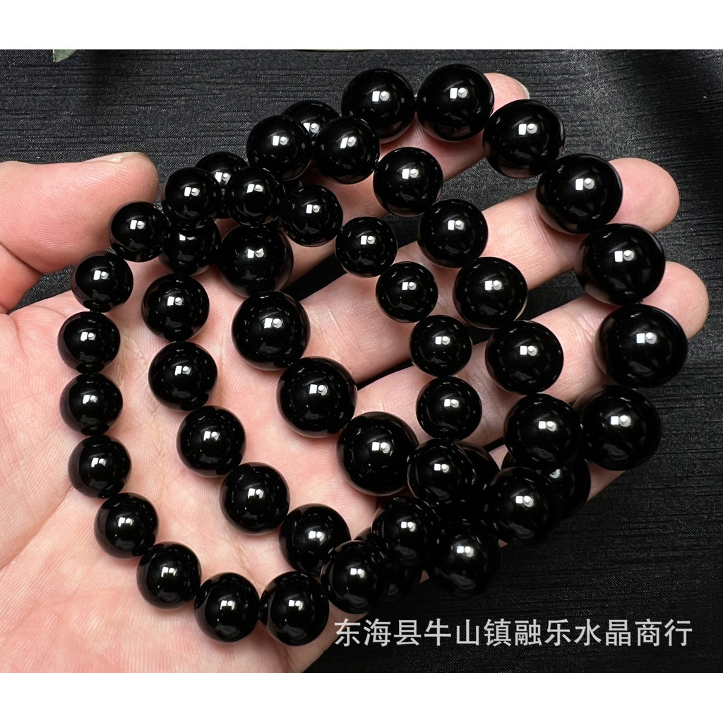 黑曜石手链黑耀石珠子串珠散珠单圈手串男女款佛珠手工Obsidian Bracelet Black Yaoshi Beads Beads Single20251224