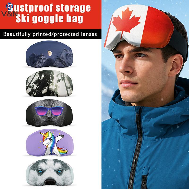 (V&N) Ski Goggle Cover Scratch-Proof Snowboarding Goggle Protector Cover Elastic Ski Glasses Cover S