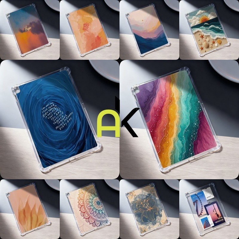 AK เคสแท็บเล็ต TPU ใสแบบนิ่ม For Samsung Galaxy Tab S9 S10 FE S6 Lite S7 Plus A9 A11 A8 ปลอกซิลิโคนใสกันกระแทกป้องกันการ