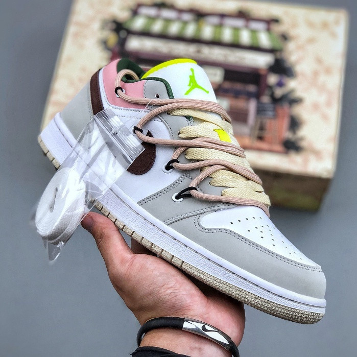 Air Jordan 1 Low AJ1 Deconstructed drawstring lace-up รองเท้าบอร์ด Low top รองเท้าบาสเก็ตบอลลําลอง F