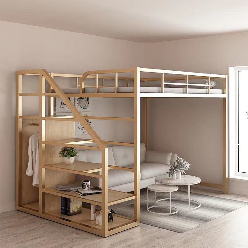 Iron loft bed duplex second floor bunk bed canopy bed space-saving attic bunk apartment high and low