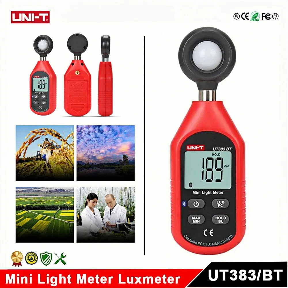 UNI-T UT383 UT383BT เครื่องวัดแสงขนาดเล็ก Digital Professional Luxometer 199900เครื่องวัดภาพ Lux 185