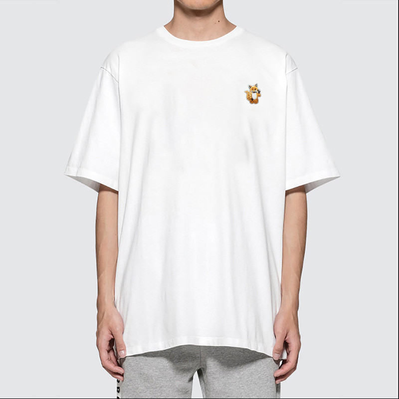 เสื้อยืด Maison Kitsune ผ้าฝ้ายลายปัก Kitsune Fox สำหรับทั้งชายและหญิง สไตล์ใหม่จากญี่ปุ่นและเกาหลี