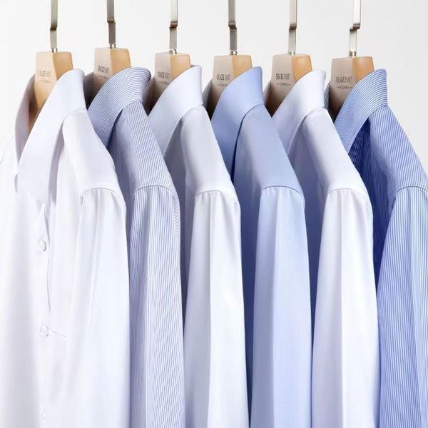 เสื้อเชิ้ตผู้ชาย แขนยาว gq official store เสื้อเชิ้ตแขนยาวสีขาวสำหรับผู้ชาย เหมาะสำหรับการทำงานและคว