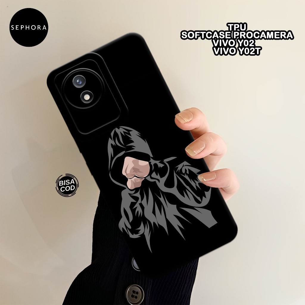 HP ล่าสุด Vivo Y02 / Y02T Softcase - เคสแฟชั่นสีดํา - Vivo Y02 / Y02T Softcase - เคสกล้อง Pro - เคส 
