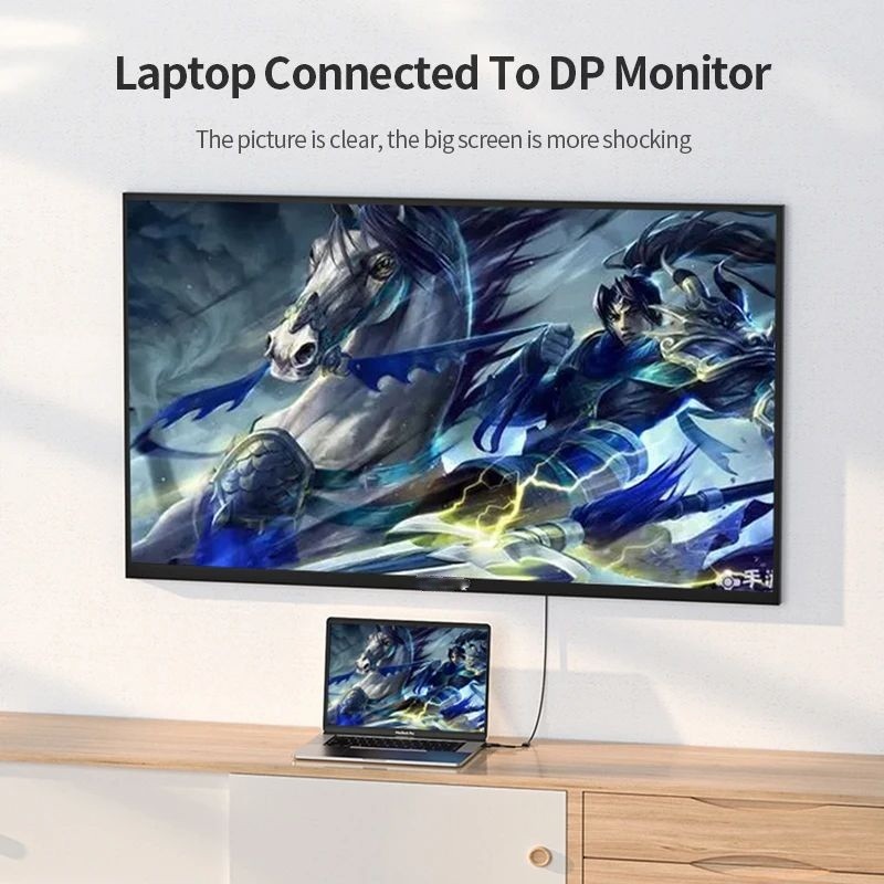 4K 60HZ Full HD HDMI to Display Port Converter Cable, HDMI to DP Video Audio Adapter สําหรับแล็ปท็อปพีซี/PS 5 to HDTV - รูปที่ 4