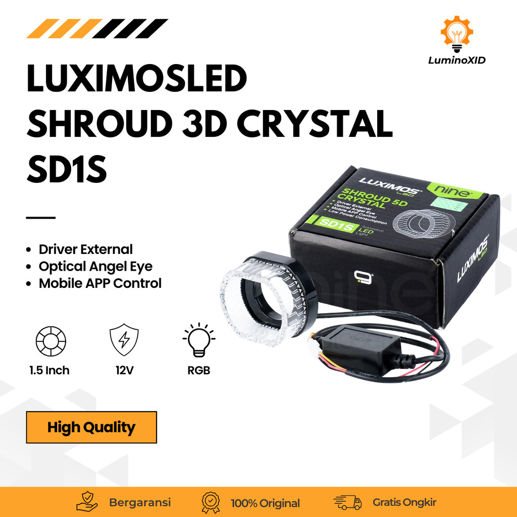 อะคริลิค Shroud BMW RGB Dusk Controled By App H4 Bilined Angel Eyes 5D Ballast SD1S - LUXIMOS