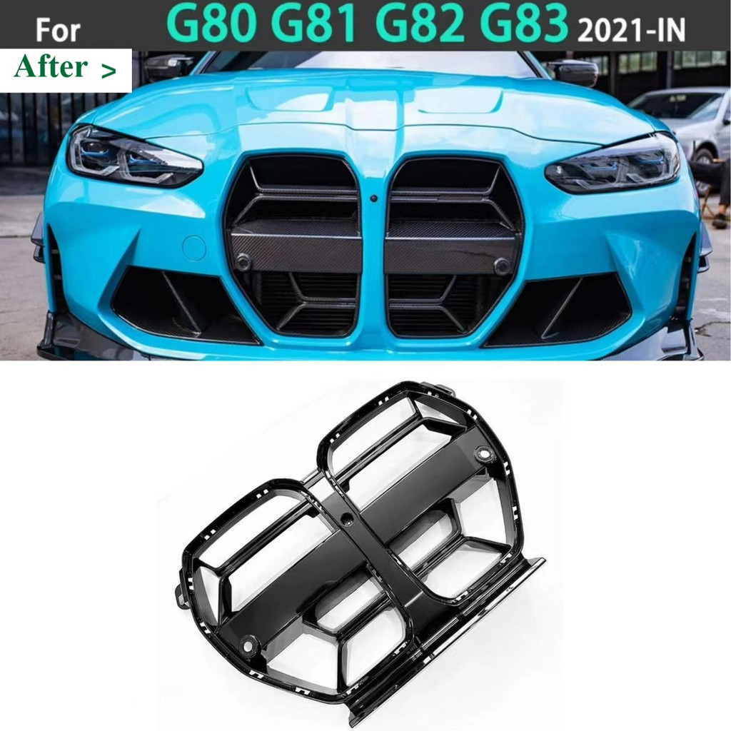สําหรับ BMW M3 M4 G80 G82 CS 2020-2025 รถด้านหน้า Grille Gloss สีดํา ABS วัสดุชุดปรับแต่ง