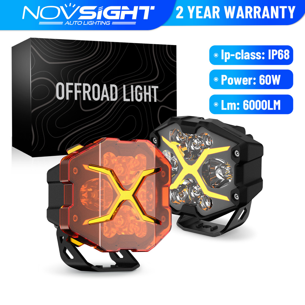 [2 ชิ้น]ปืนเลเซอร์ Novsight WL12 4 นิ้ว 60W/คู่ 6000LM 6000K 1700K light 2-in-1 สําหรับรถจักรยานยนต์ Jeepney รถ