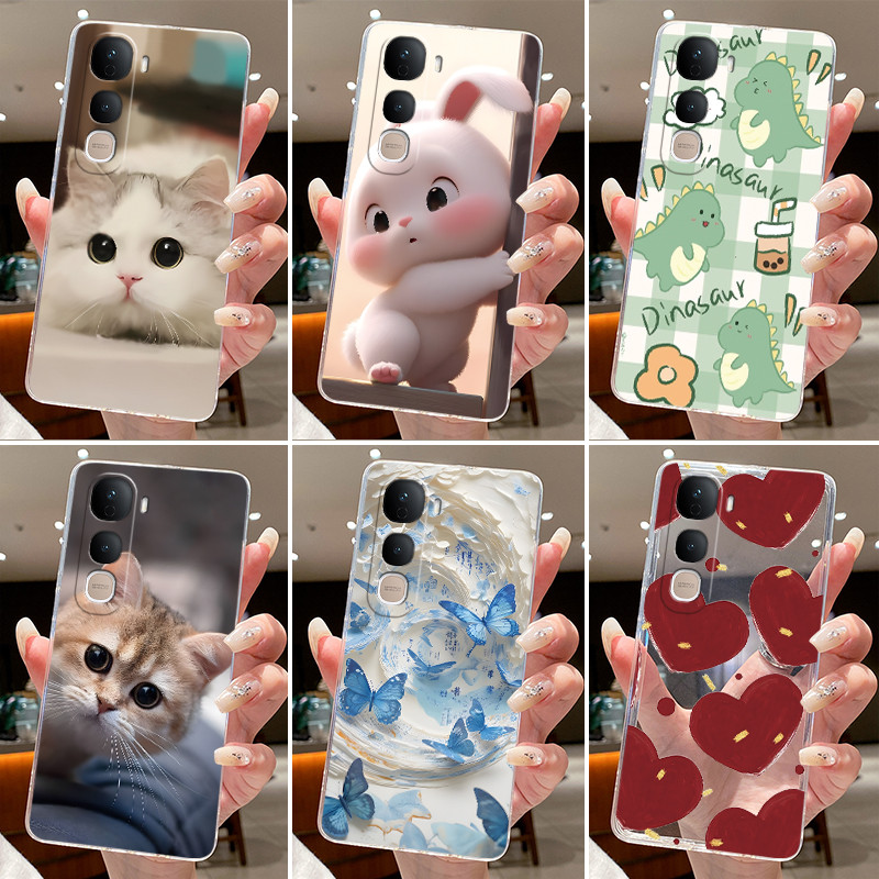 Jelly สําหรับ Vivo Y400 Pro 5G VivoY400 4G Y400pro ซิลิโคนใส Soft TPU ฝาหลังกระต่ายน่ารักแมว Dinasau