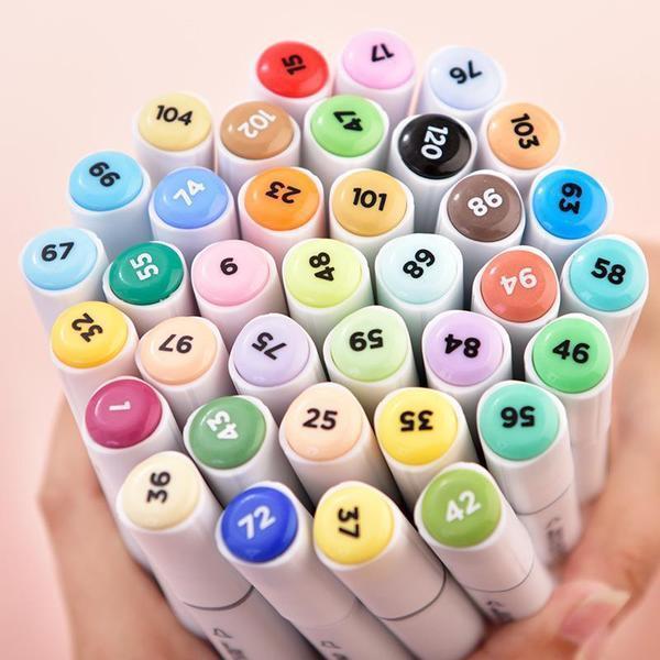 สีเมจิก 3 กล่องจัดส่งฟรี Lotto 60 สี Double-Headed Marker ชุดนักเรียนศิลปะอะนิเมะการ์ตูน 24 สี 36 สี