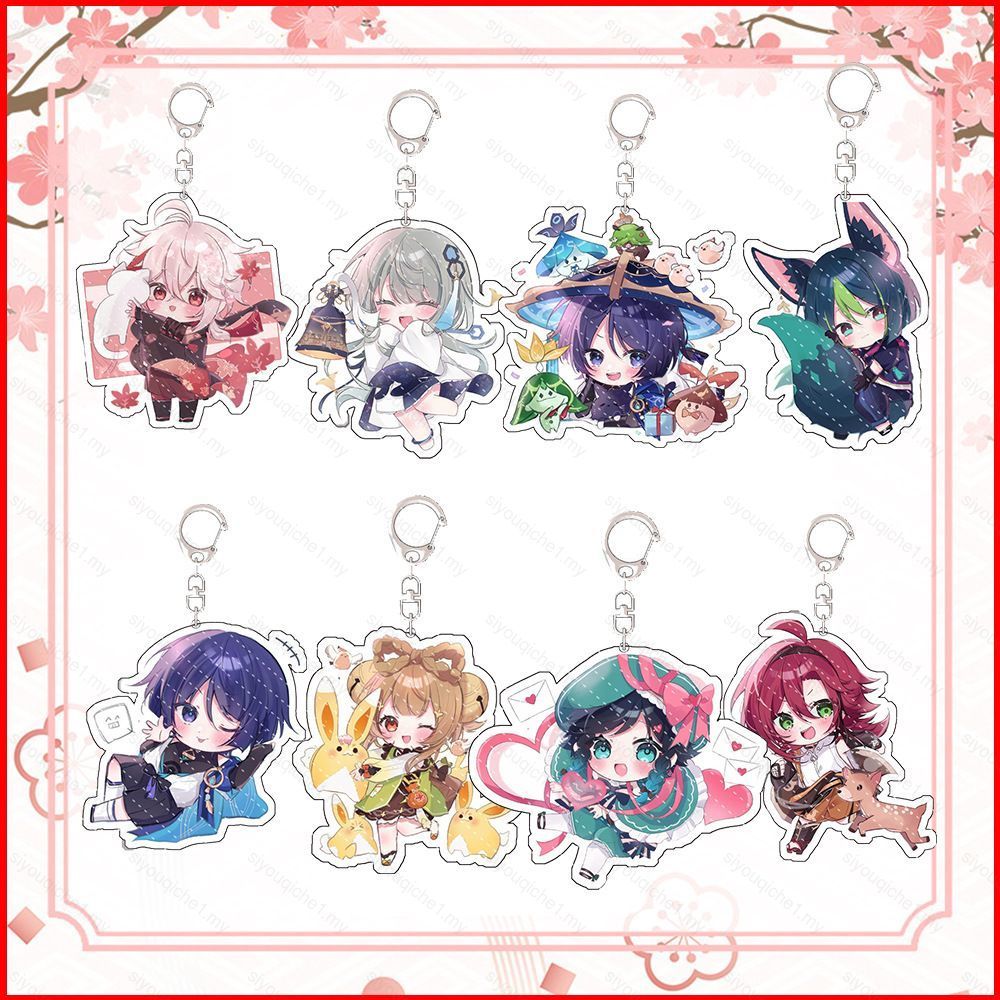 SY2 Genshin Impact พวงกุญแจอะนิเมะพวงกุญแจอะคริลิคน่ารักกระเป๋าจี้การ์ตูน Wanderer Guizhong Key Chai