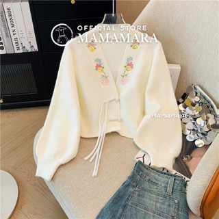 MAMAMARA - Cardigan Rajut Outer Bordir Bunga Crop Top Knit