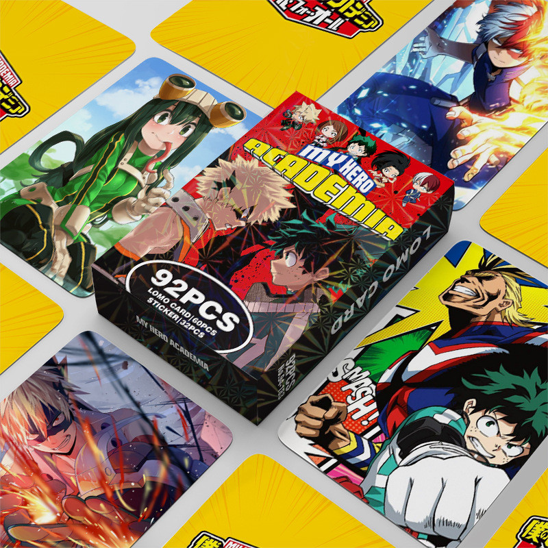 My Hero Academia Anime Photocard Lomo Card การ์ด 60 ชิ้น + สติ๊กเกอร์ขนาดเล็ก 32 ชิ้น