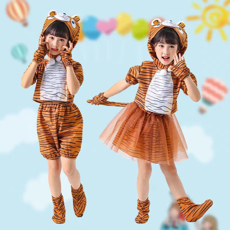 พร้อมส่ง น่ารัก ลูกเสือเล็ก คอสเพล อายุ 3-12 ปี วันเด็ก ลายการ์ตูนสัตว์ ชุดเต้น ฮาโลวีน ชุดน่ารักๆ วันเด็ก ชุดคอสเพลย์