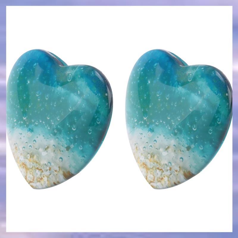 (VALAO)2x Glass Beach Pocket Heart, Pocket Heart Beach Glass Token, Fused Glass Heart Pocket Token, 