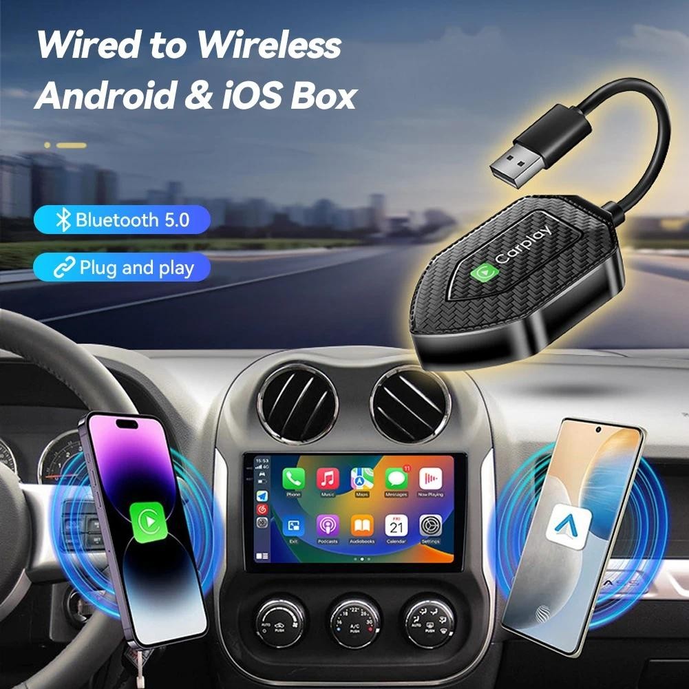 Auto Mini Box 2 In1 Carplay Android Wireless Carplay Adapter แบบมีสายไร้สาย Carplay สําหรับโทรศัพท์ 