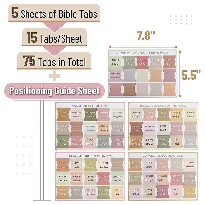 Blossom Bazaar Bible Tabs,75 แท็บ,สีสัน,Laminated Bible Tabsสําหรับผู้หญิงและผู้ชาย,แท็บพระคัมภีร์สํ