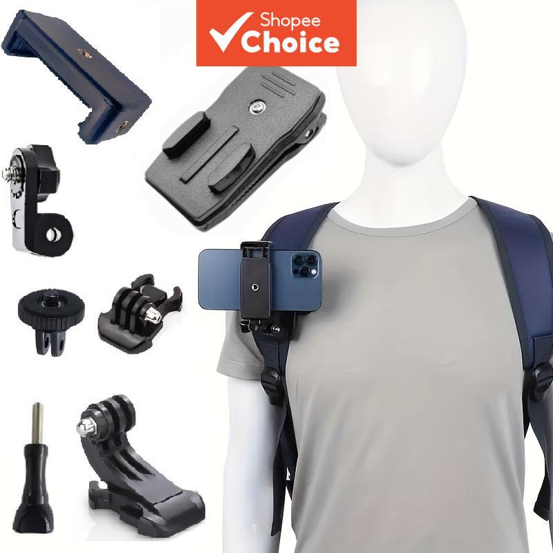 หมุน 360 องศา Clip Mount กระเป๋าเป้สะพายหลัง Clamp สําหรับ GoPro สําหรับ DJI สําหรับ Insta360 อุปกรณ์เสริมสําหรับกล้อง Action