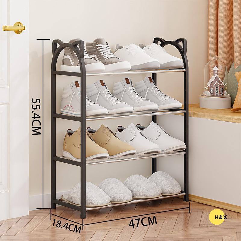 H & X Creative Simple Assembly 4 ชั้นท่อเหล็กรองเท้า Ra สําหรับระเบียงห้องนั่งเล่น null