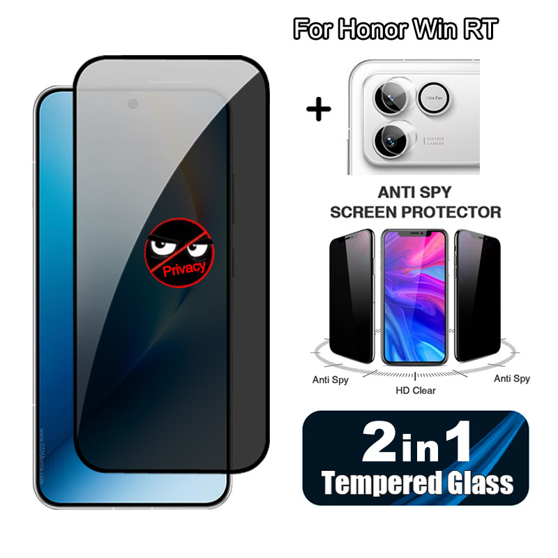 2 in 1 สําหรับ Honor Win RT Anti-Spy กระจกนิรภัยสําหรับ Honor Win Power 2 X9d X7d X6d X8d X6c X9c X5