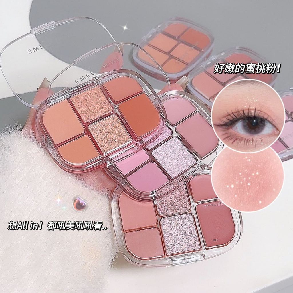 พาเลทอายแชโดว์มัลติฟังก์ชั่น Pearly Fine Flash Daily Light Makeup Contouring Blush อายแชโดว์ที่ครอบค