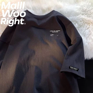 (จัดส่งตลอด 24 ชั่วโมง)Woo Right เสื้อคู่รักชายหญิงเกาหลี oversize สวมใส่สบาย สไตล์คลาสสิก พิมพ์ลายตัวอักษร897