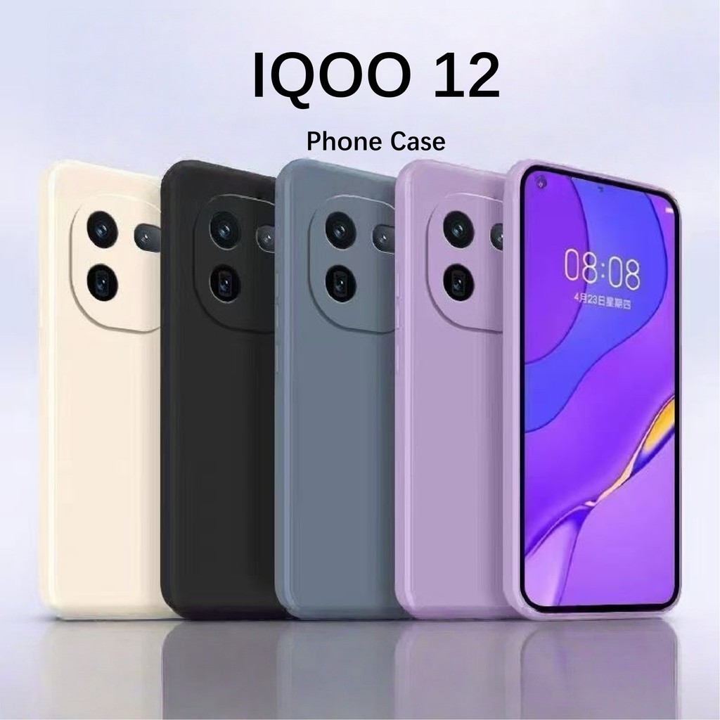 Case HomeFor IQOO 12 Case Fall Protection Silicone Full Case Classic Solid Color Phone Case Cover