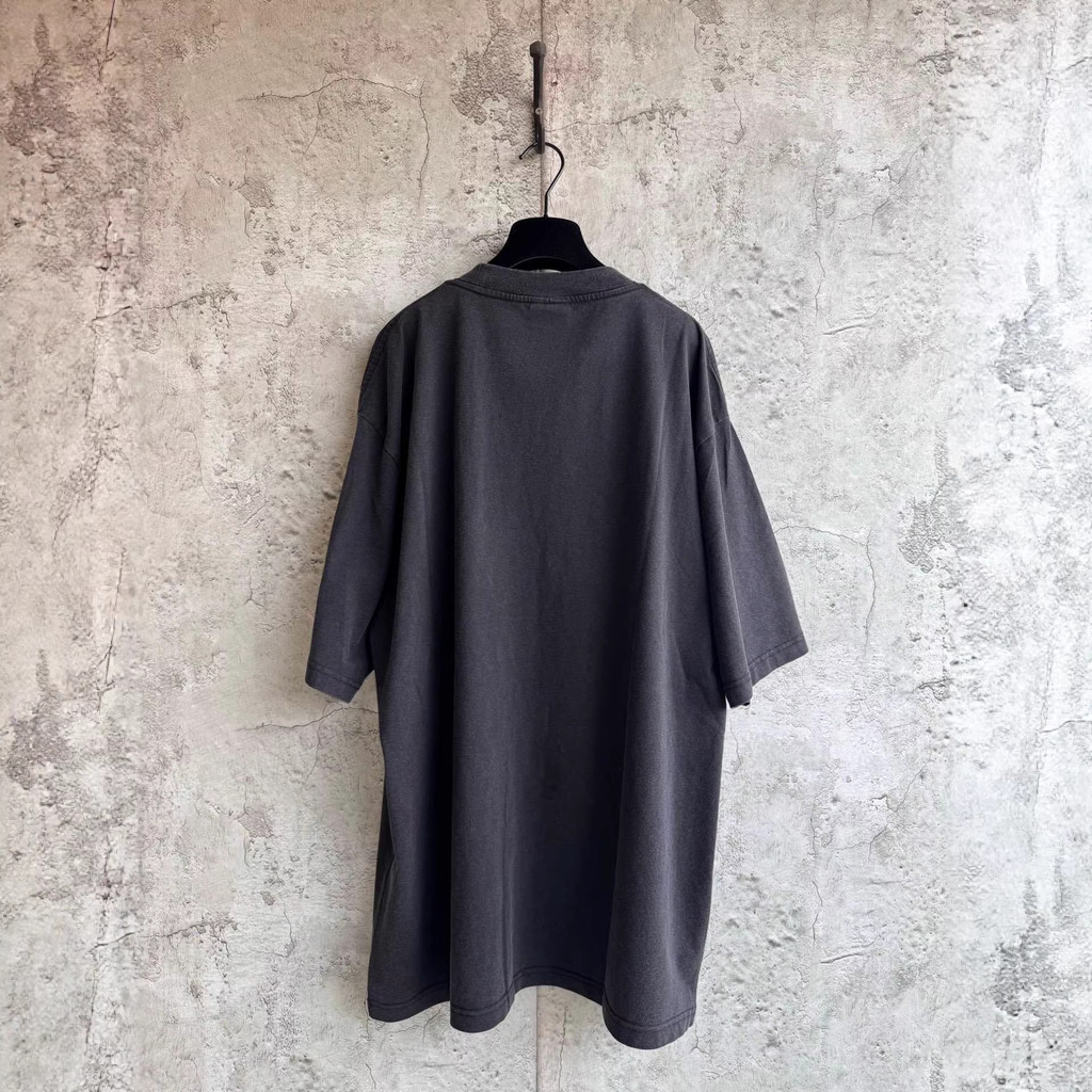 9WN8 B-LG 26New style smoke letter print loose short-sleeve shirt OS Short-sleeve design T Black loo