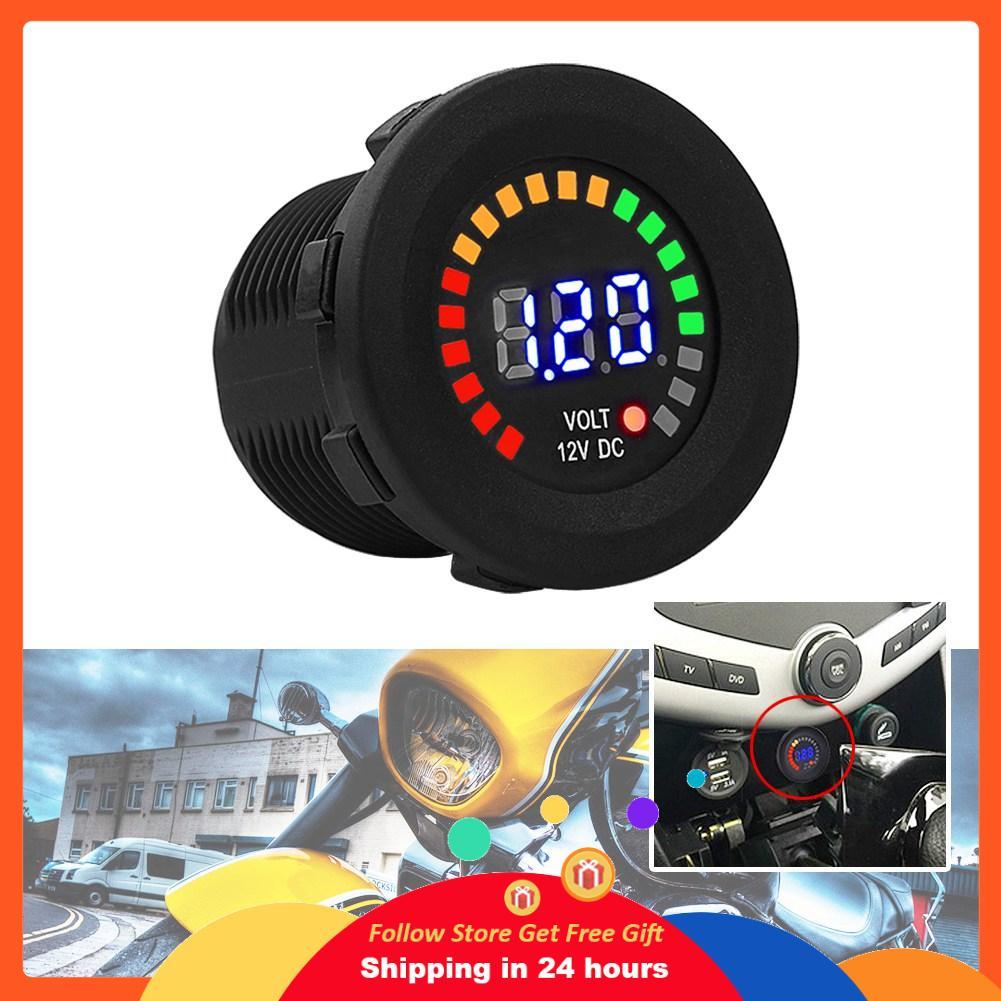 Honglai 12V LED ดิจิตอลจอแสดงผลโวลต์มิเตอร์กันน้ำ DC โวลต์มิเตอร์วัดรอบสำหรับเรือ Marine ยานพาหนะรถจ