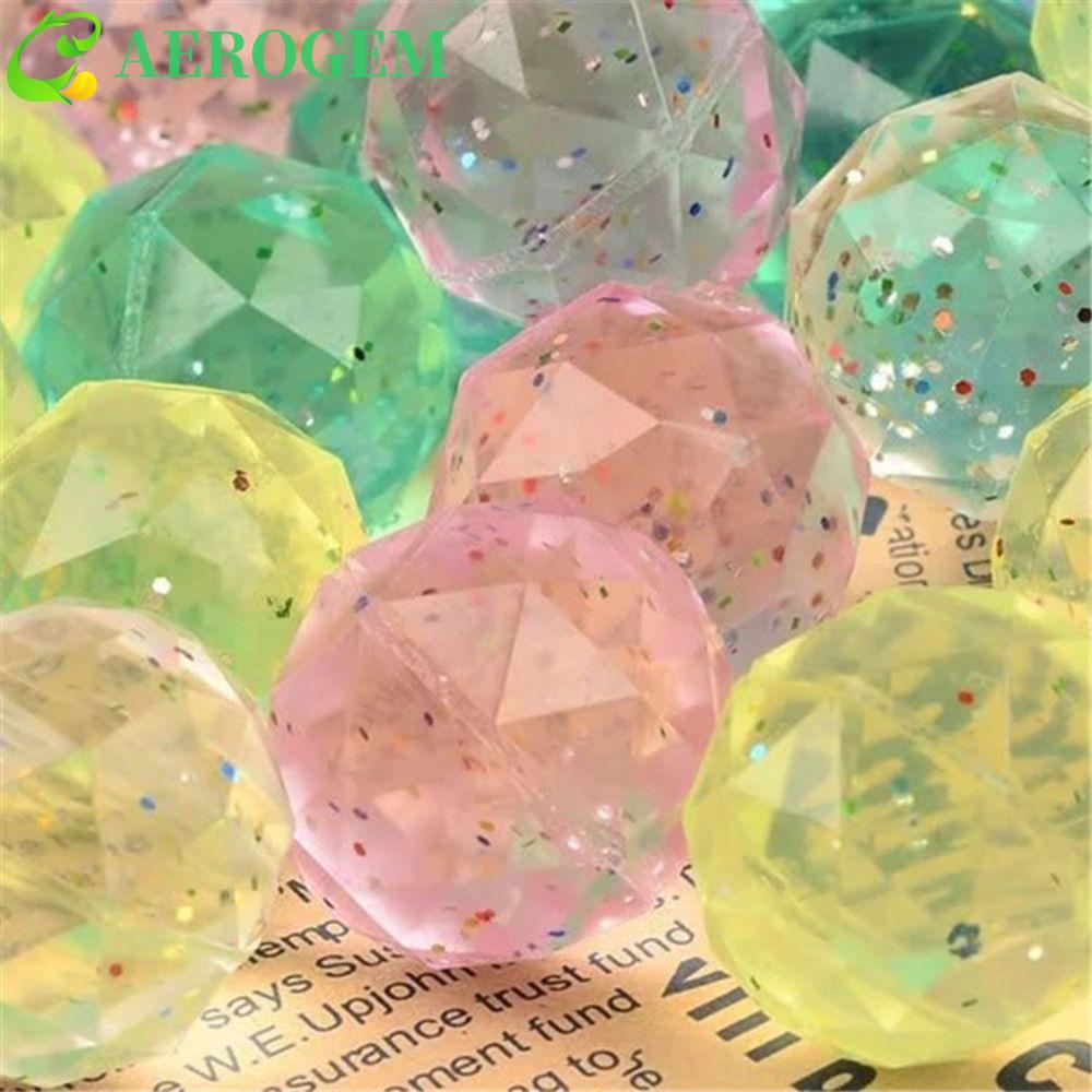 AEROGEM 6 ชิ้น Diamond Bouncy Ball, ขนาดใหญ่สายรุ้งสียาง Bouncy Ball, เพชรรูปร่าง Ball Bouncy ของเล่