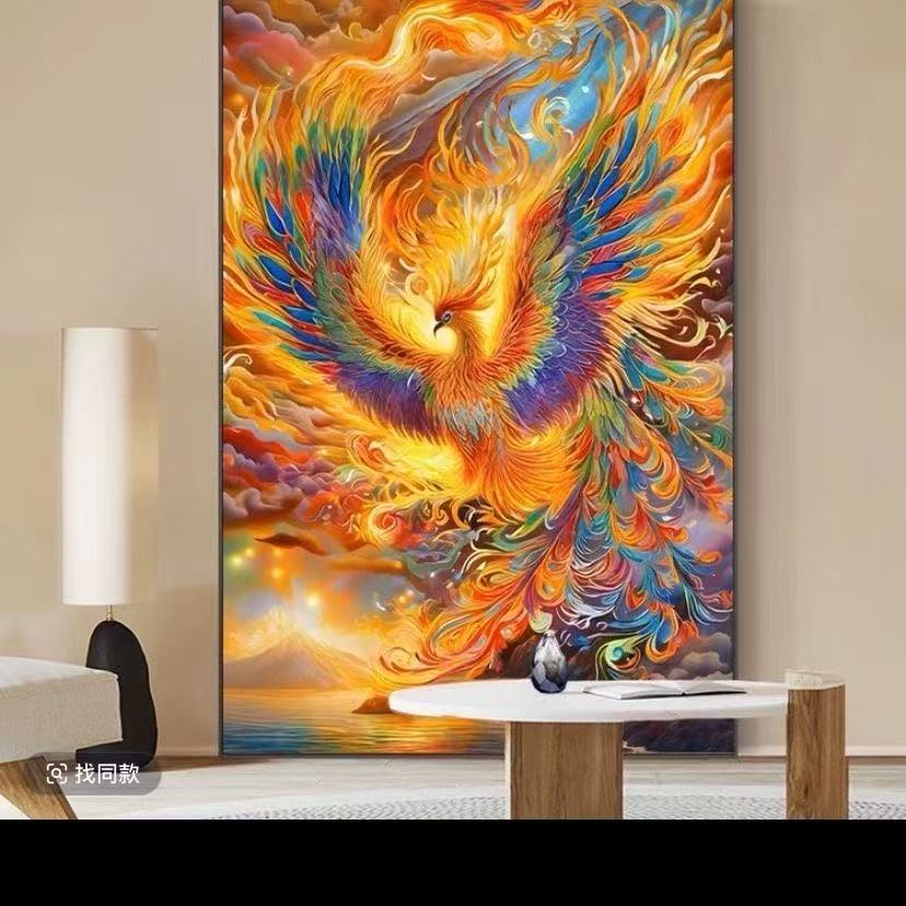 ปักครอสติส Phoenix เย็บปักถักร้อยเต็มรูปแบบทางเข้าห้องนั่งเล่นตกแต่งมูลค่าสูงด้ายมือ E