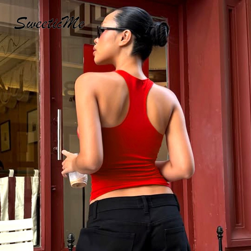 SweeticMe เสื้อสตรี 2026 ตัวอักษรแฟชั่นใหม่พิมพ์ Casual Street Camisole — صورة 4