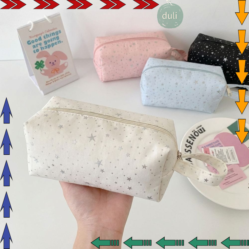 กระเป๋าปากกา DUILIAN ซิปความจุขนาดใหญ่ ลาย Polka Dot Star พิมพ์ลาย อเนกประสงค์