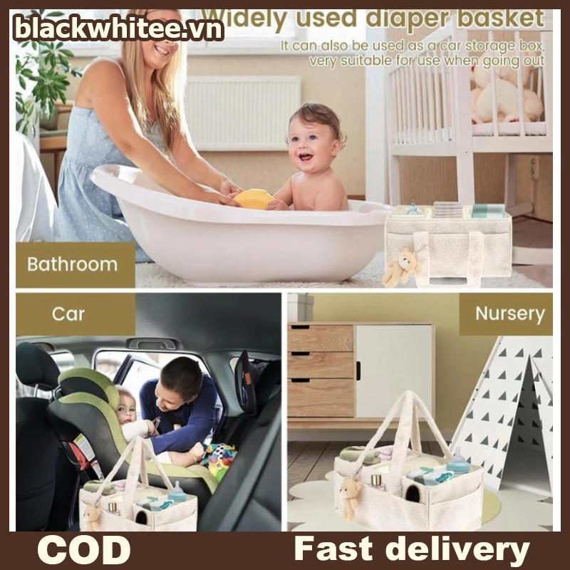 BWHTE Felt Baby Diaper Caddy Organizer Bag กระเป๋าผ้าอ้อมเด็ก Baby Shower Nursery Storage Basket.