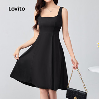 Lovito ชุดเดรสหรูหราชุดเดรสพื้นฐานสําหรับฤดูร้อนสําหรับผู้หญ…