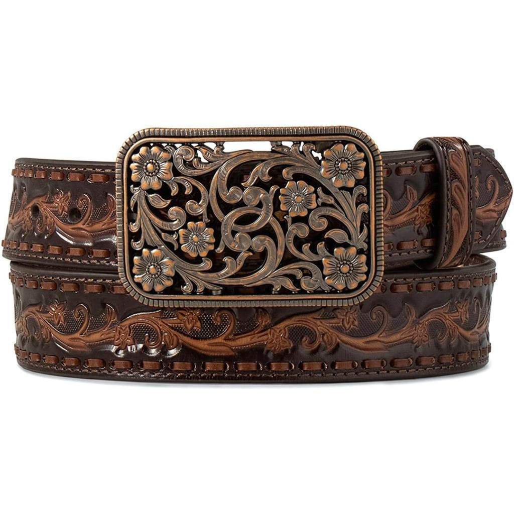 เข็มขัดหนังลายนูน Rhinestones สำหรับผู้หญิงจาก ARIAT