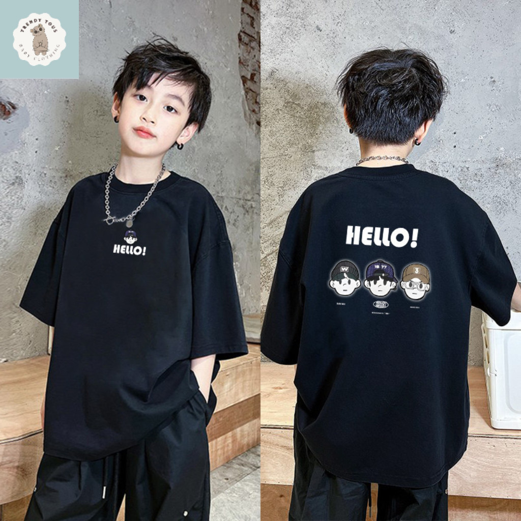 เสื้อยืดแขนสั้นสำหรับเด็กผู้ชาย สไตล์ใหม่ฤดูร้อนปี 2026 ทรงหลวม ทันสมัย ​​เหมาะสำหรับใส่ในฤดูร้อน เทรนด์แฟชั่น