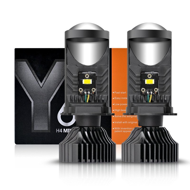 ใหม่ Y6D Y8 Y7D H4 เลนส์รถรถจักรยานยนต์ Universal LED ไฟหน้า Fisheye ระยะทางแสงใกล้ 12-24V
