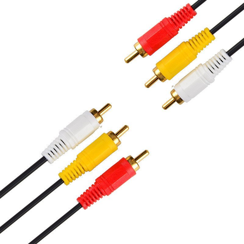 สายสัญญาณเสียง เสียงสามถึงสามโลตัส สายสัญญาณเสียง 3RCA-3RCA สายสัญญาณเสียงสีดํา สายสัญญาณเสียง