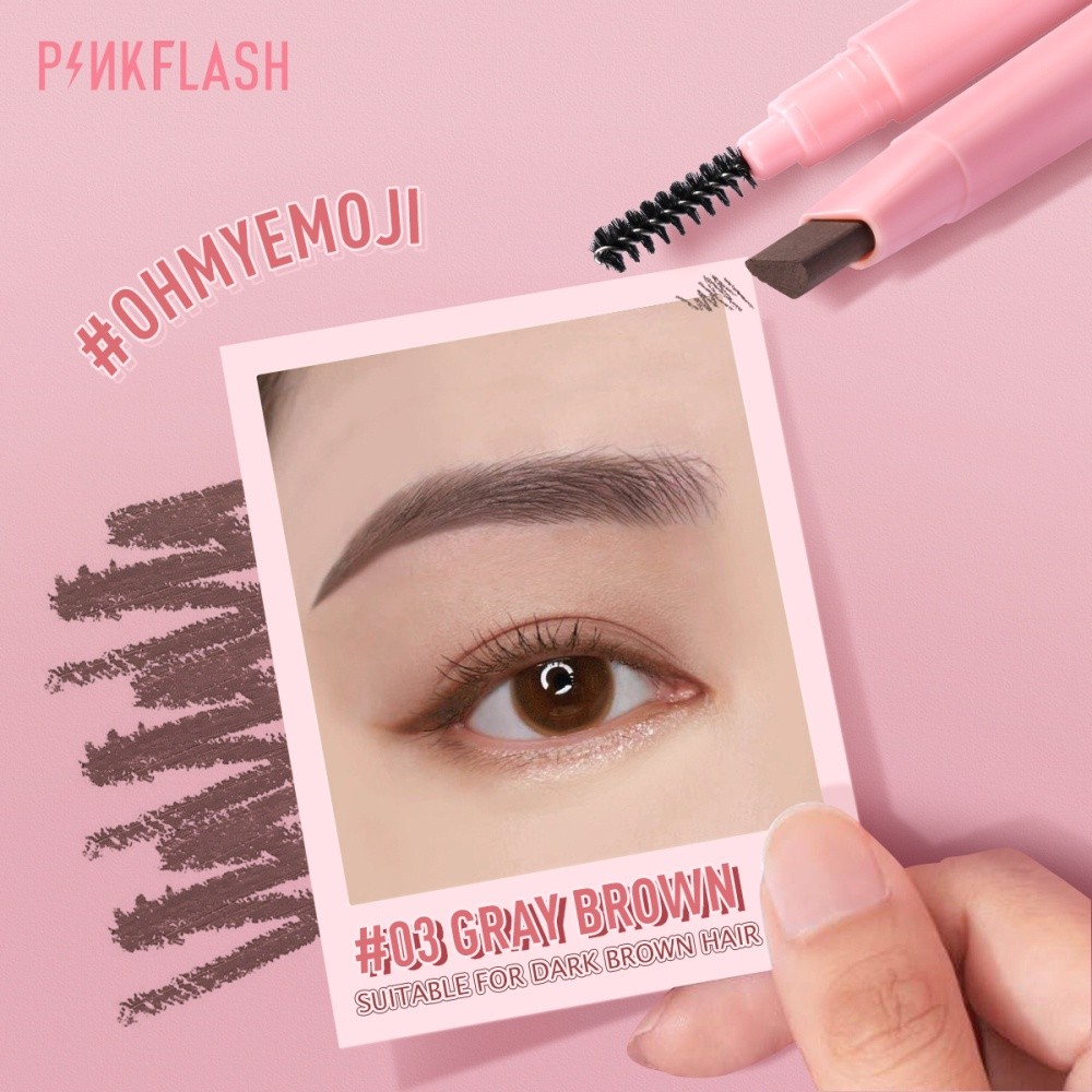 JIANGZHIB พร้อมใช้งาน PINKFLASH ดินสอเขียนคิ้วกันน้ําทนทานนุ่มดินสอเขียนคิ้วแต่งหน้าความงามแต่งตา