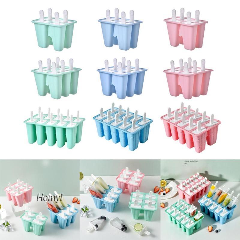 [Homyl] DIY Ice Lolly Cream Molds Ice Tray Silicone Ice Cream Pops Molds Tray Easy