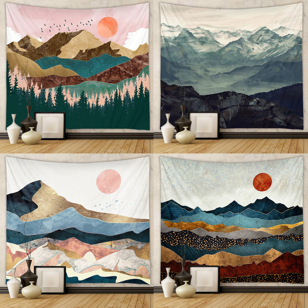 Agirl Mountain Tapestry ตกแต่งห้องผ้าแขวนผนังบ้าน Bohemian Tapestry