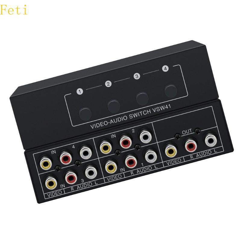 Feti Universal AV Audios Video Switcher 4 in 1 Out AV Switcher การสลับทันที