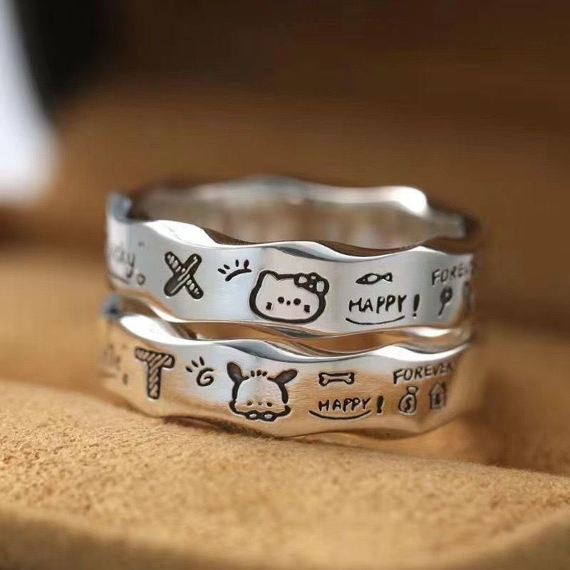 Good Things Minimalist Graffiti Wavy Edge Ring Adjustable Niche Strips All-Match Extreme Fashion Pac