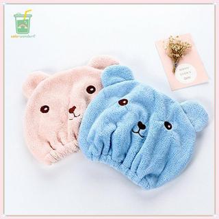 [สี] น่ารักแมวหมวกผมแห้งผ้าขนหนูไมโครไฟเบอร์ Quily ผมแห้งหมวกอาบน้ําห่อ TH
