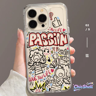 เคสไอโฟน ชีวิตกราฟฟิตี เคสใส กันกล้อง cho iPhone 11 12 13 14 15 16 ProMax X XR XS Max 7 8Plus-CL