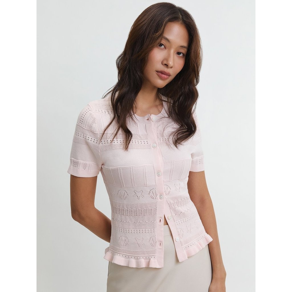 [Pomelo] คาร์ดิแกนทรงหลวมชายระบาย / Ruffle Hem Cardigan Top