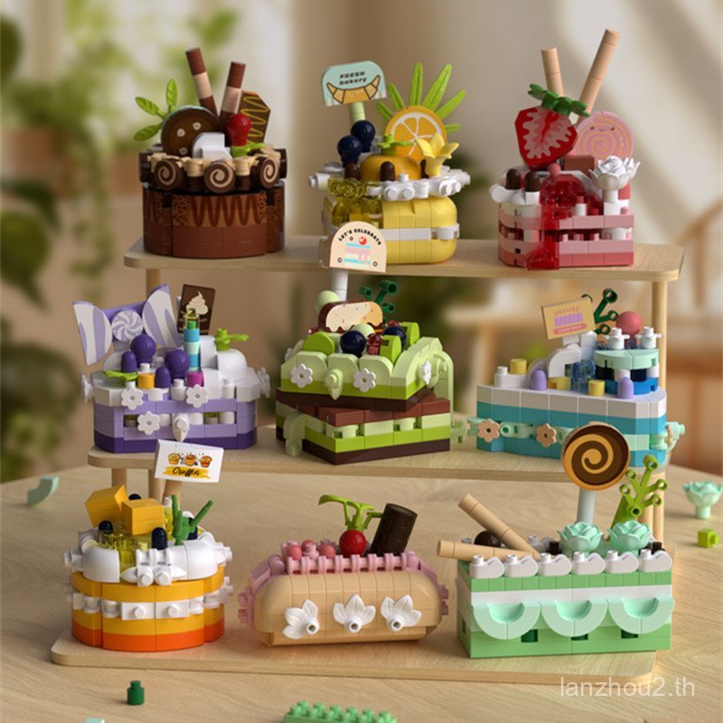 Dessert Party Cartoon Cake Simulation Food Building Blocks Toy Compatible with Lego Children's Decor