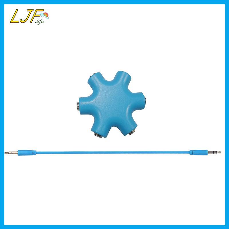 LJF 6 พอร์ตหูฟัง Aux Splitter 6 In 1 อุปกรณ์เสริมสมาร์ท Audio Aux Cable Splitter 3.5 มม. 1 ชาย 5 หญิ